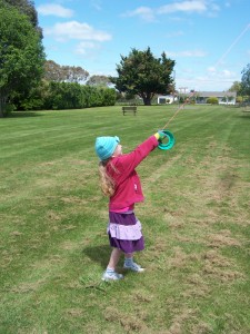 Sam flying a kite